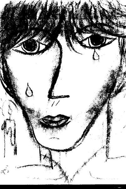 403x604 Charcoal Sketch - Sad Man Drawing