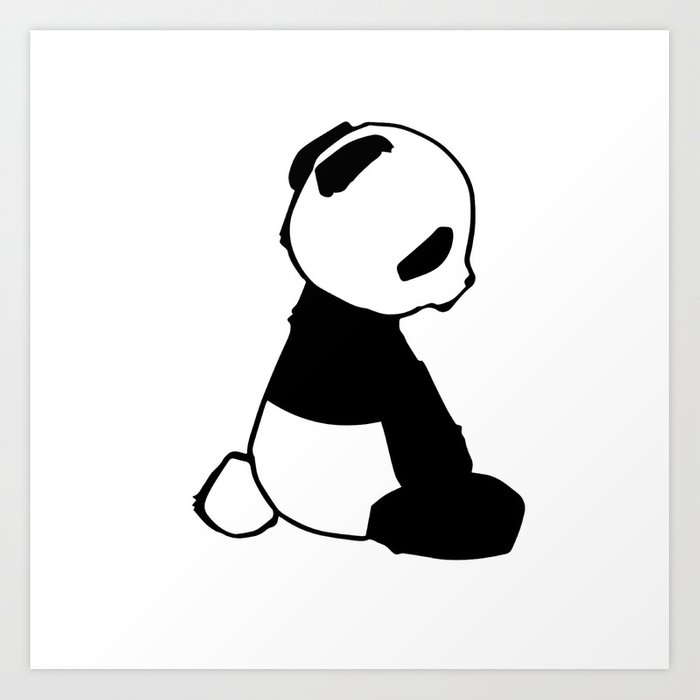700x700 Sad Panda Crouching Art Print - Sad Panda Drawing