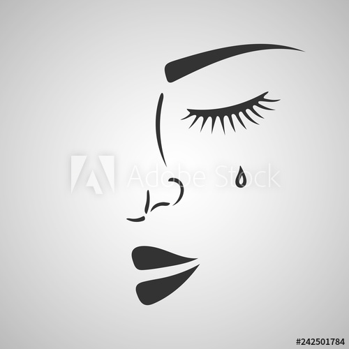 500x500 beautiful woman sad crying face silhouette sketch stop violence - Sad Woman Drawing