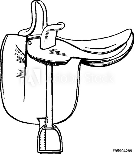 433x500 vintage drawing saddle - Saddle Drawing