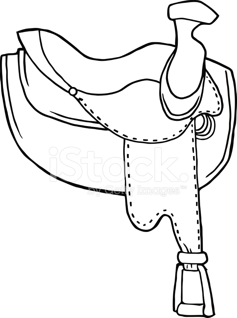 765x1024 black and white horse saddle stock vector - Saddle Drawing