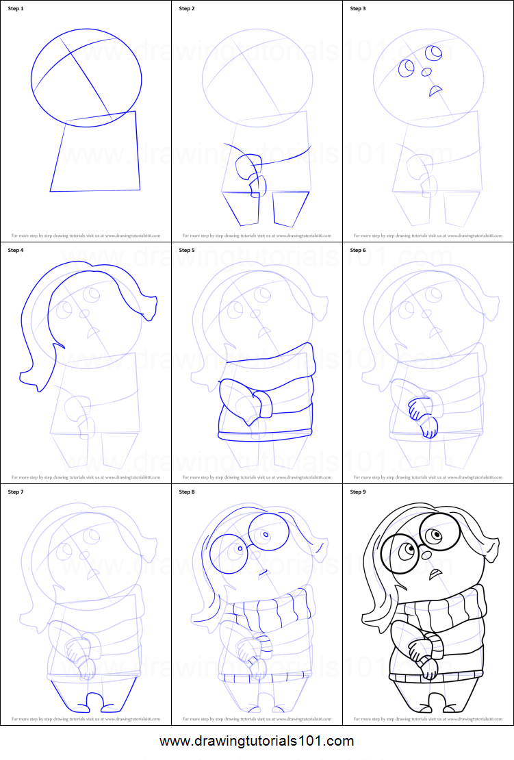 751x1110 how to draw sadness from inside out printable step - Sadness Inside Out Drawing