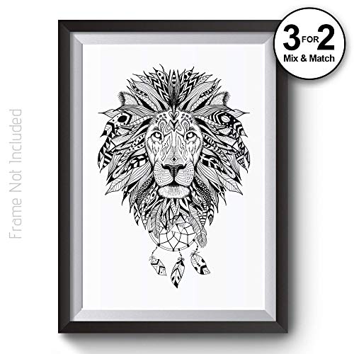 500x500 geometric lion cotton art print - Safari Drawing