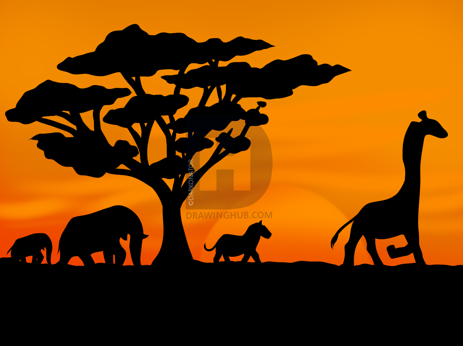 1500x1121 how to draw a safari, step - Safari Drawing