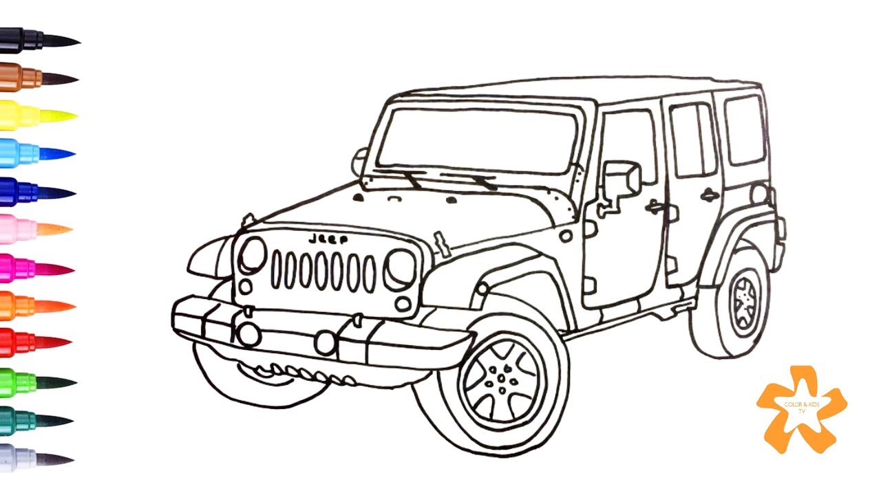 1280x720 safari jeep coloring - Safari Jeep Drawing
