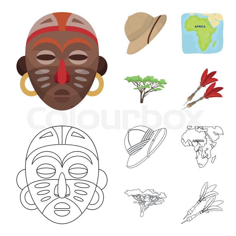 800x800 cork hat, darts, savannah tree, stock vector colourbox - Safari Tree Drawing