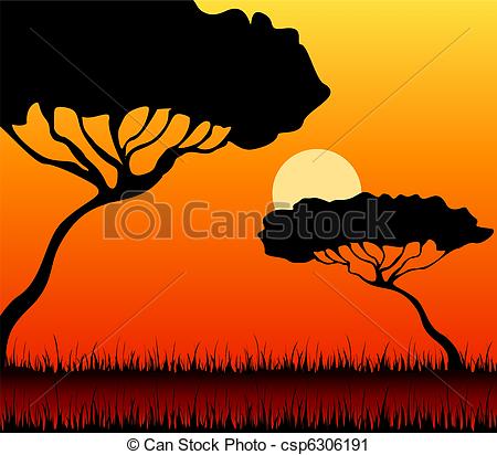 450x412 safari landscape clipart great free clipart, silhouette - Safari Tree Drawing