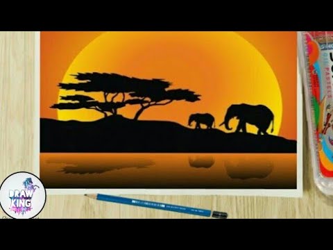 480x360 How To Draw A Beautiful Sunset Scenery - Safari Tree Drawing