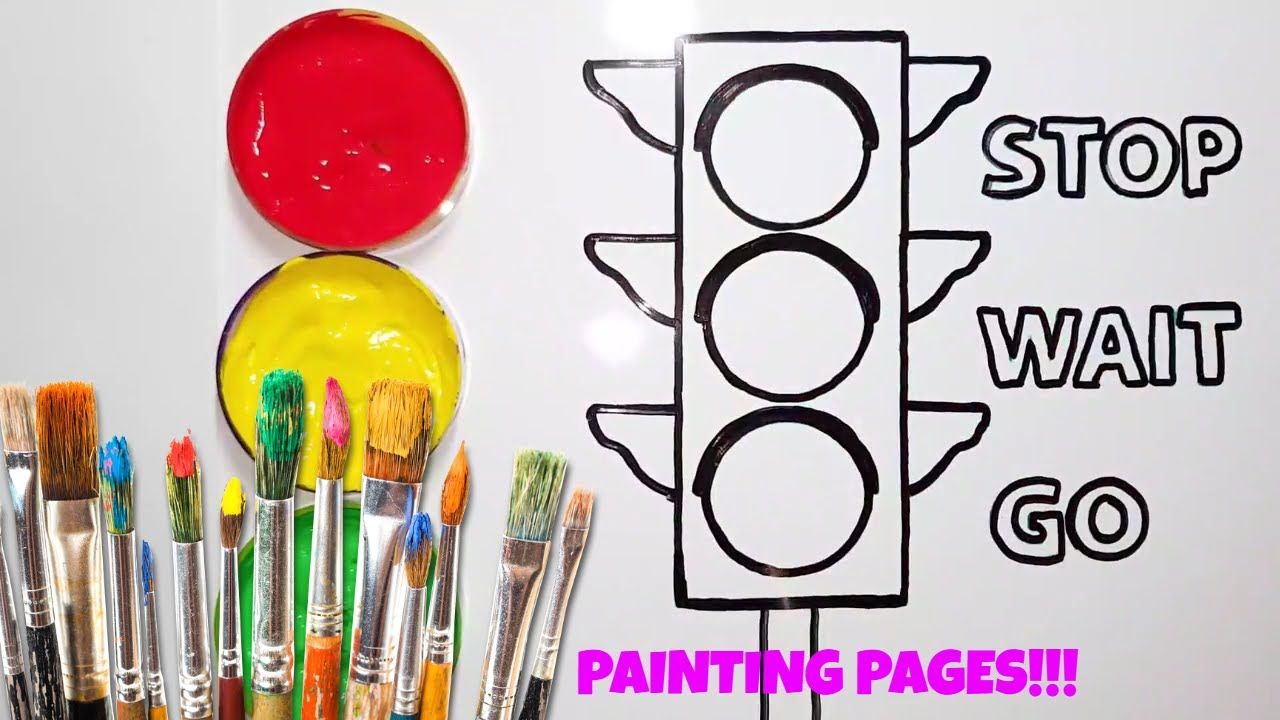 1280x720 road safety drawing l coloring traffic light l painting for kids - Safety Drawing