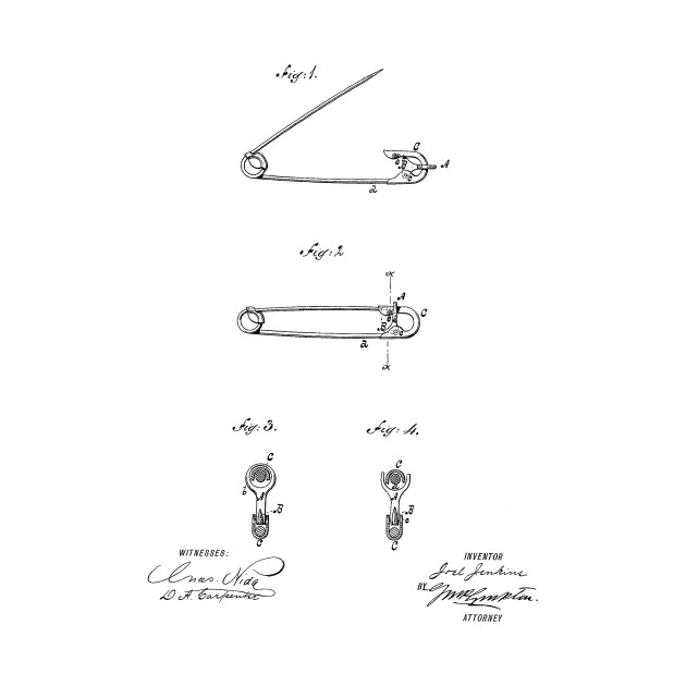 630x630 Safety Pin Vintage Patent Hand Drawing - Safety Pin Drawing