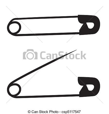 450x470 safety pin black silhouette of a open and closed safety pin - Safety Pin Drawing