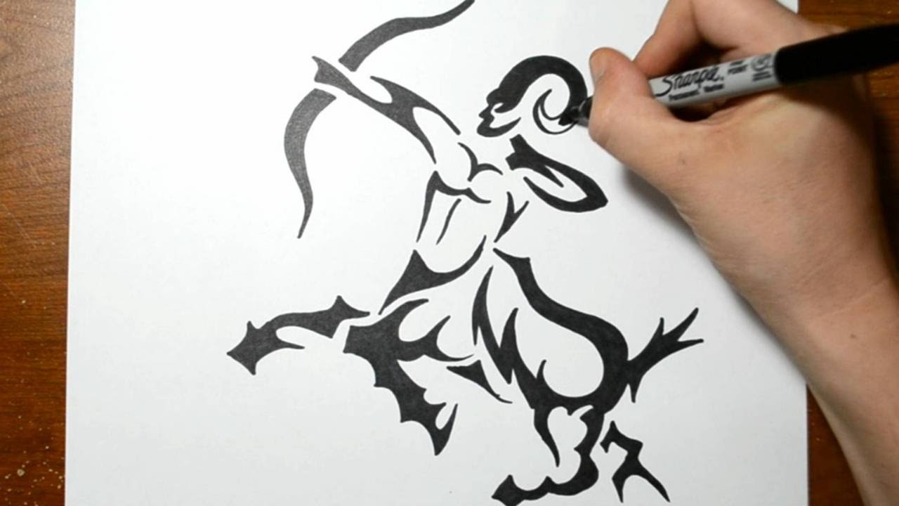 1280x720 How To Draw A Tribal Centaur - Sagittarius Drawing