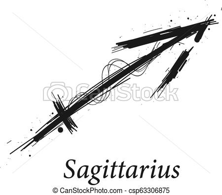 450x396 Sagittarius Astrology Sign, Hand Drawn Horoscope Zodiac Icon - Sagittarius Drawing