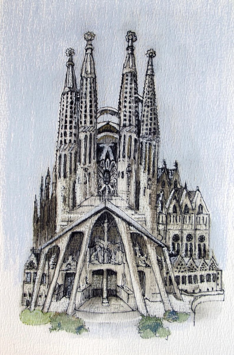 Рисунки собор Саграда де фамилия в Барселоне