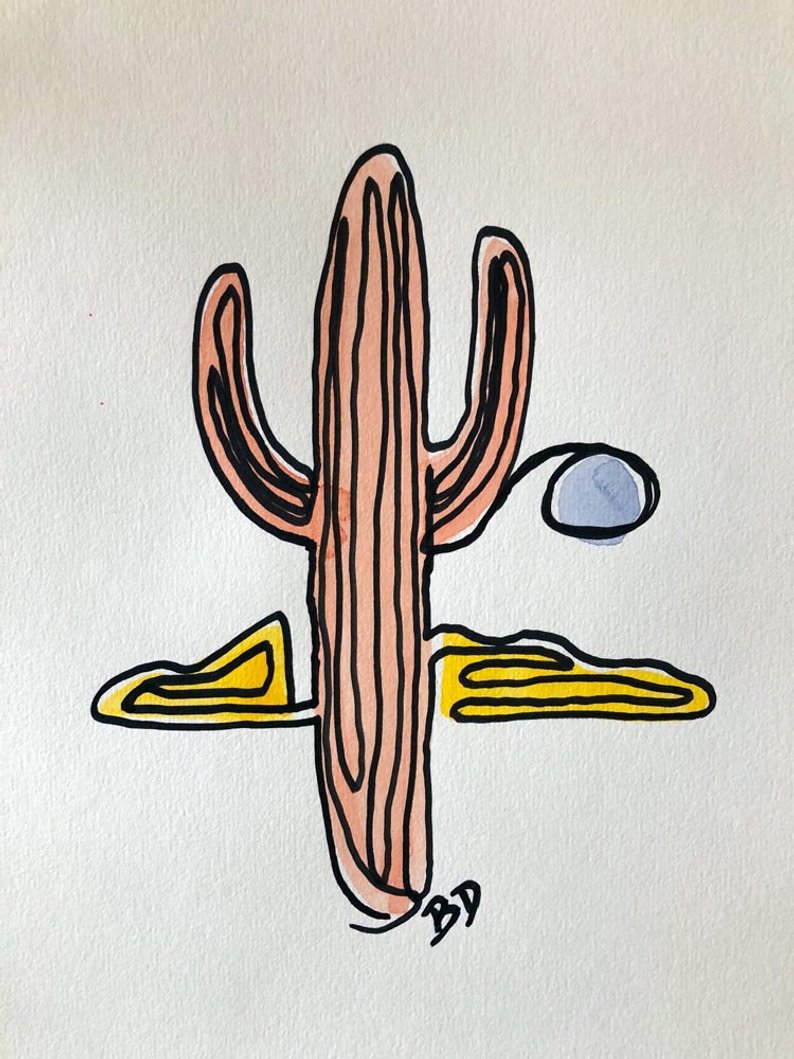 794x1059 Original One Line Drawing Saguaro Cactus India Ink And Etsy - Saguaro Cactus Drawing