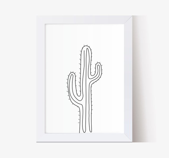 570x532 Saguaro Cactus Print Botanical Wall Art Abstract Modern Wall Etsy - Saguaro Cactus Drawing