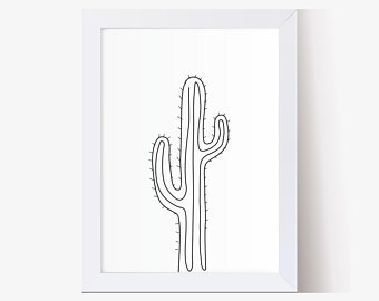 340x270 Cactus Drawing Etsy - Saguaro Cactus Drawing