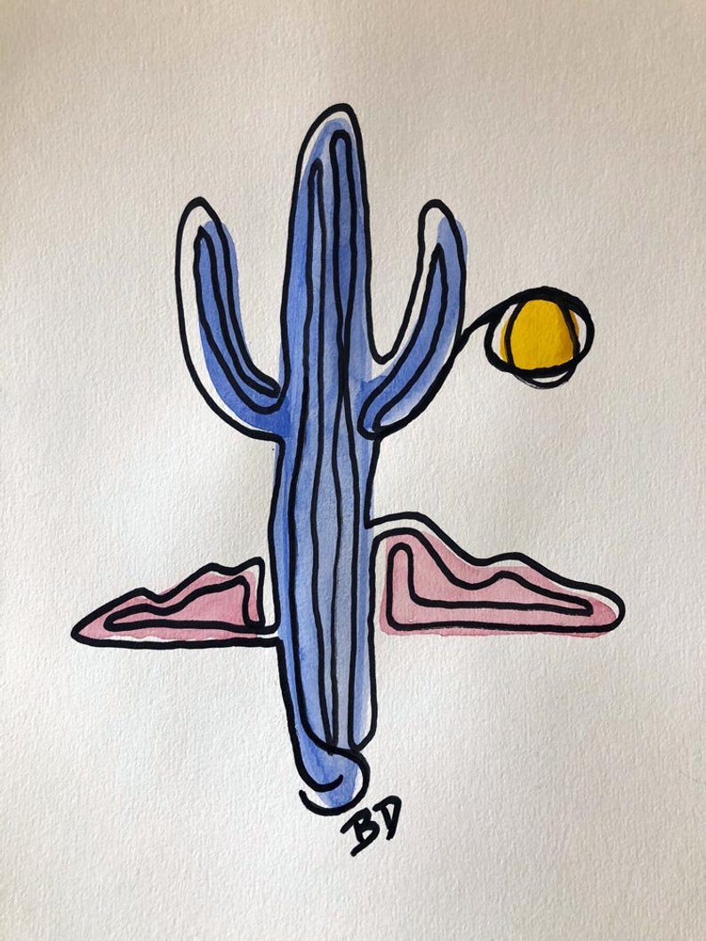 794x1059 original one line drawing saguaro cactus india ink and etsy - Saguaro Drawing