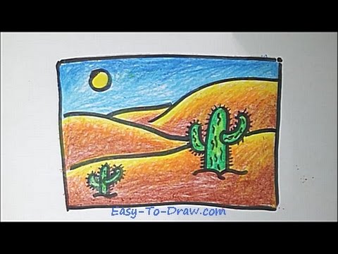 480x360 how to draw a cartoon desert step - Sahara Desert Drawing
