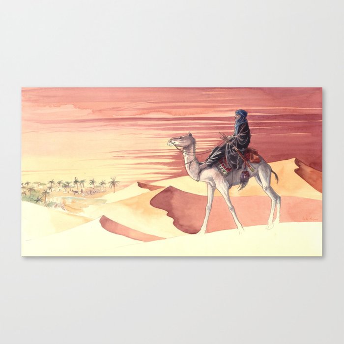 700x700 watercolor of tuareg riding a camel in the sahara desert canvas - Sahara Desert Drawing