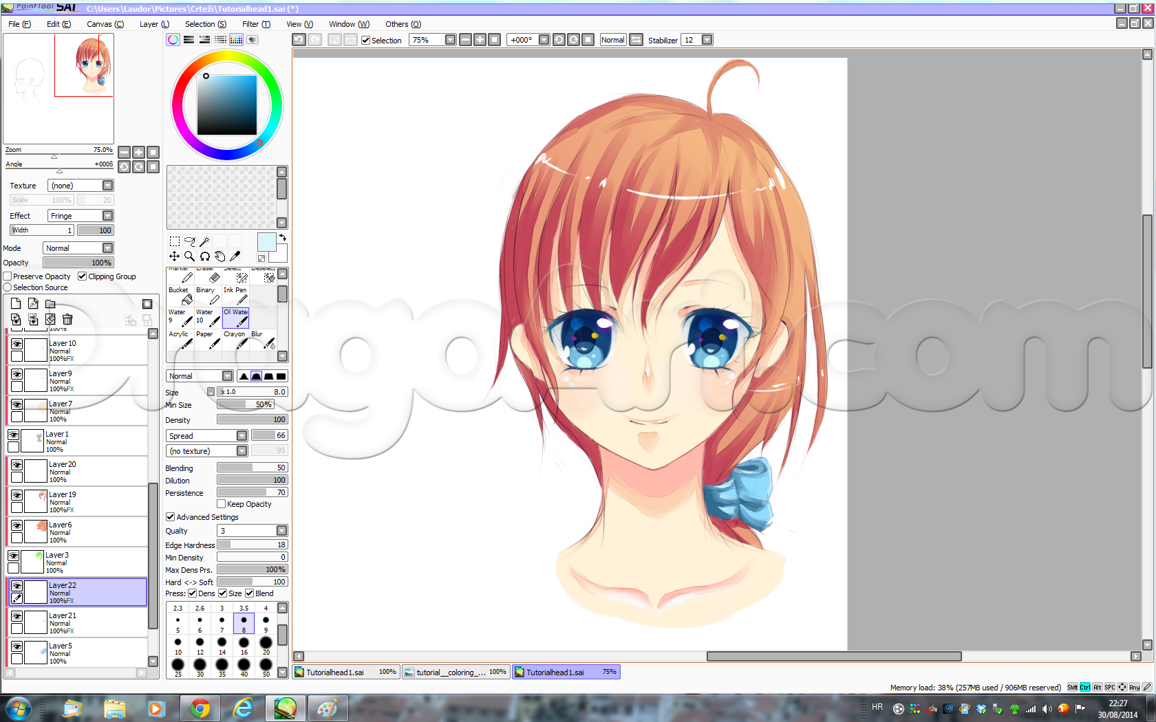 1680x1050 Drawing An Anime Head Front View In S Step - Sai Drawing