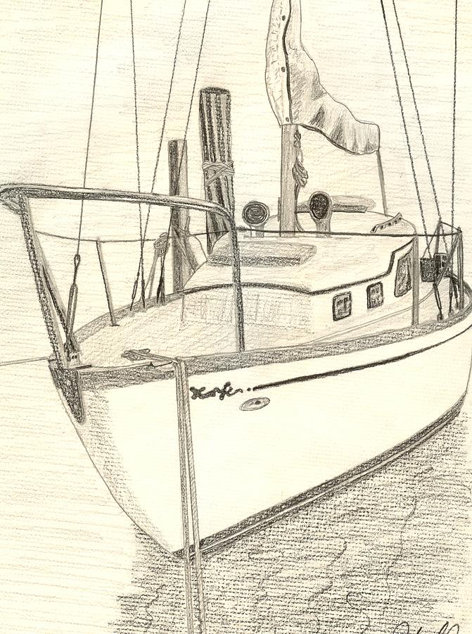 671x900 sailboat in biloxi drawing - Sailboat Drawing