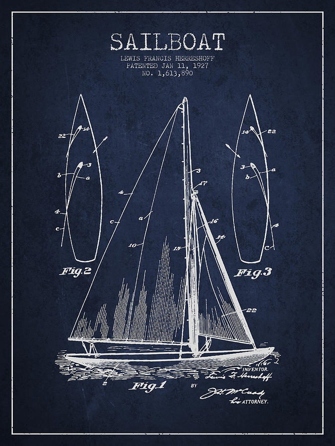 675x900 sailboat patent drawing from digital art - Sailboat Drawing