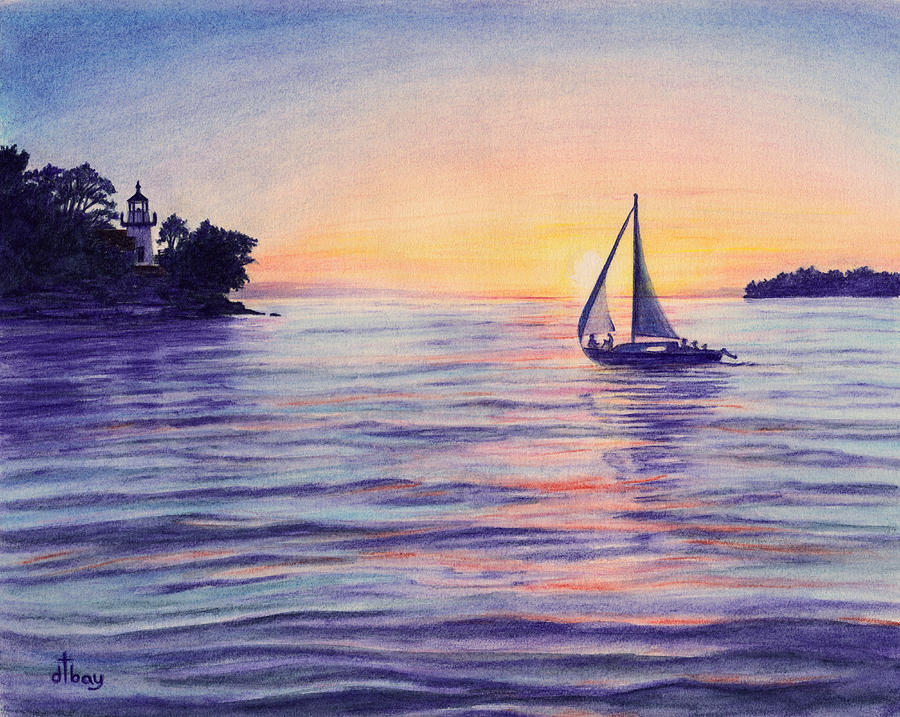 900x717 sunset sailboat drawing - Sailboat Drawing