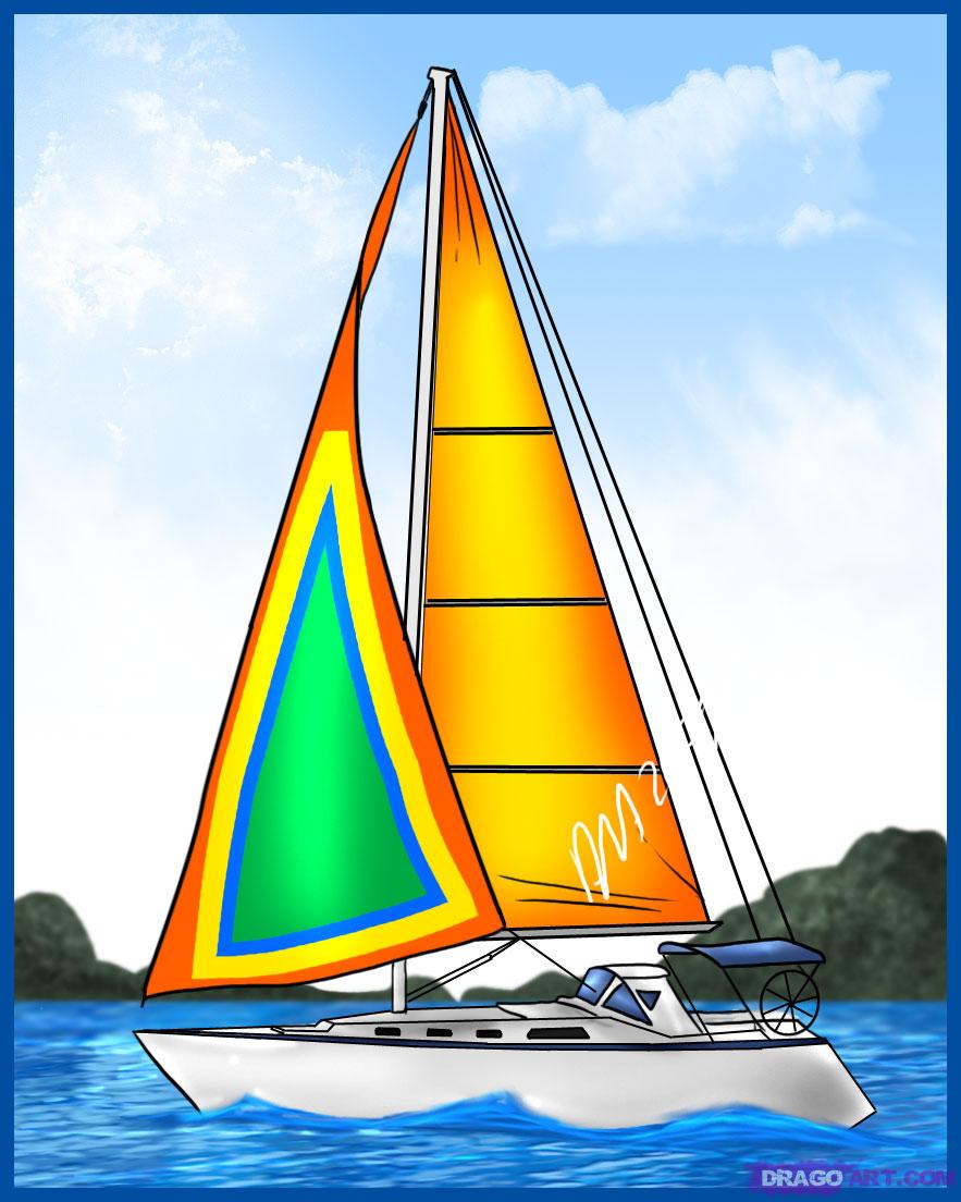 883x1104 how to draw a sailboat, step - Sailboat Drawing Easy