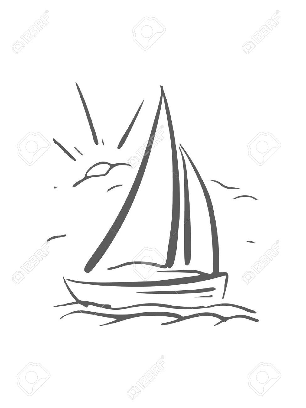975x1300 hand drawn background with sailboat vector pottery - Sailboat Drawing Easy