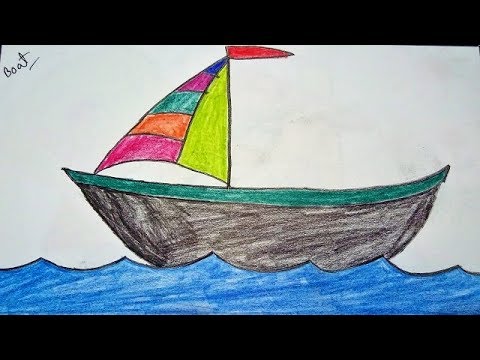 480x360 how to draw a sailboat on water easy tutorial drawing a boat - Sailboat Drawing For Kids