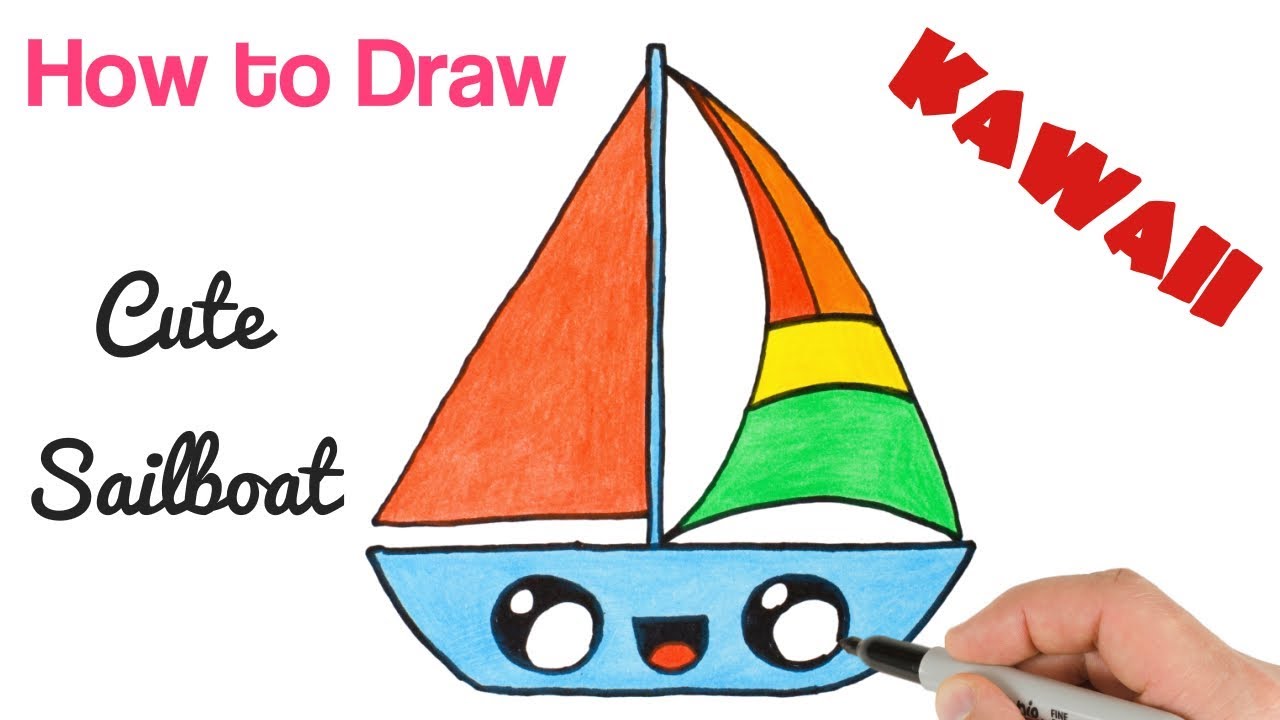 1280x720 how to draw cute sailboat for kids step - Sailboat Drawing Images