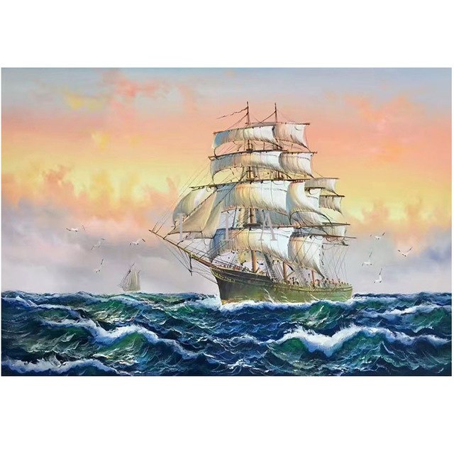 640x640 sailboat drawing landscape wall picture canvas painting modern - Sailboat Drawing Images