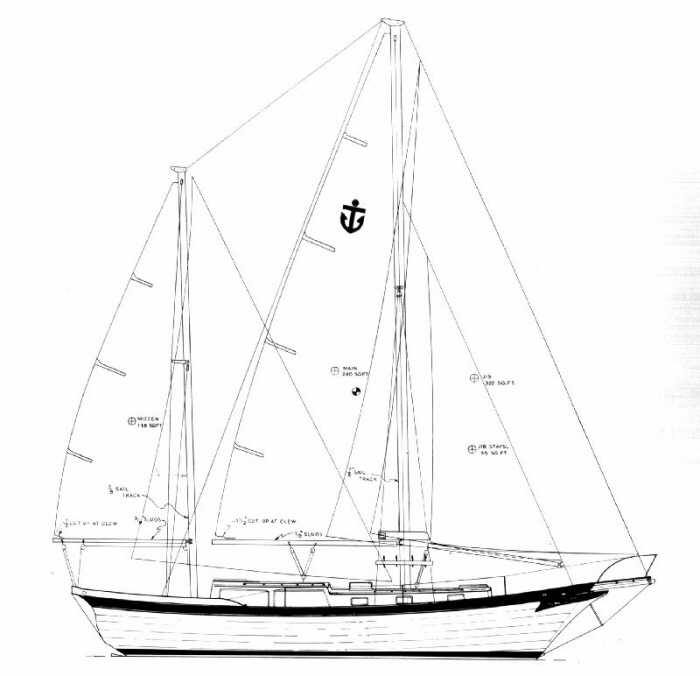 700x676 Line Drawings Downeaster - Sailboat Line Drawing