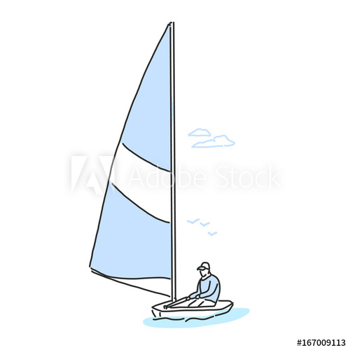 500x500 Sailboat Line Drawing Hand Drawn Vector Illustration - Sailboat Line Drawing