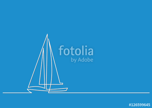 500x354 Continuous Line Drawing Of Sailboat Stock Image And Royalty Free - Sailboat Line Drawing