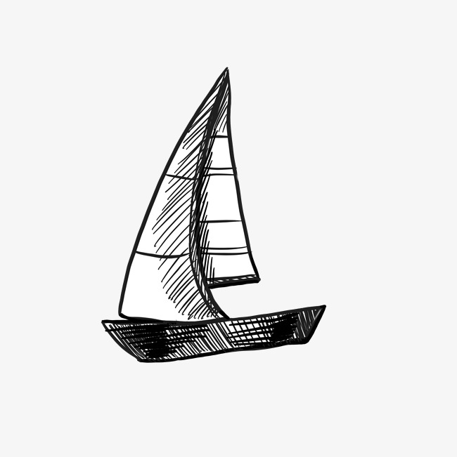 650x651 Black White Sailboat Line Hand Drawn Illustration Image - Sailboat Line Drawing