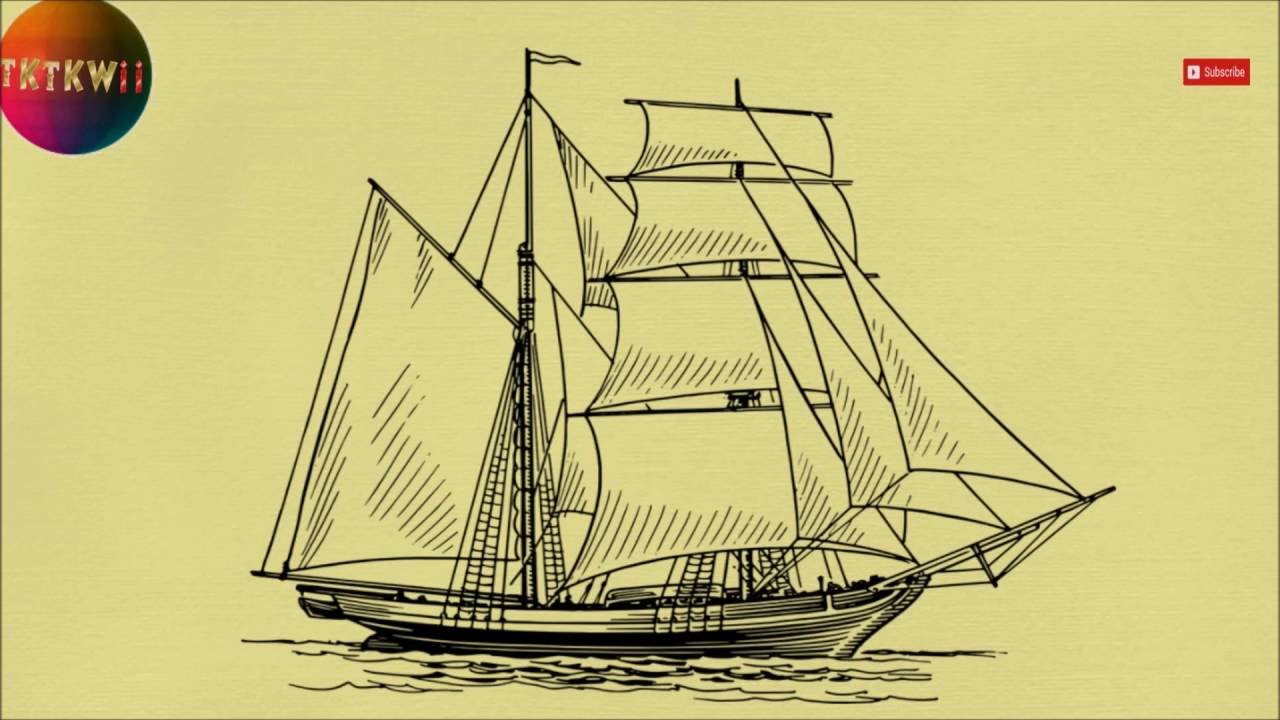 1280x720 how to draw a sailing ship - Sailing Ship Drawing