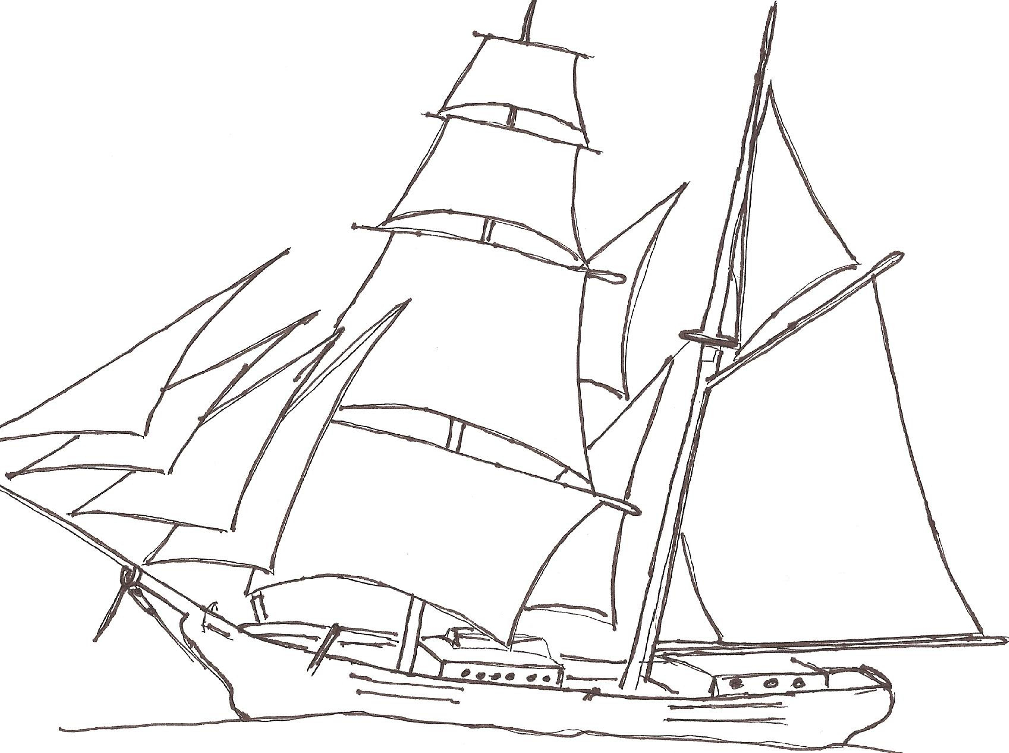 Sailing Ship Line Drawing at Explore collection of