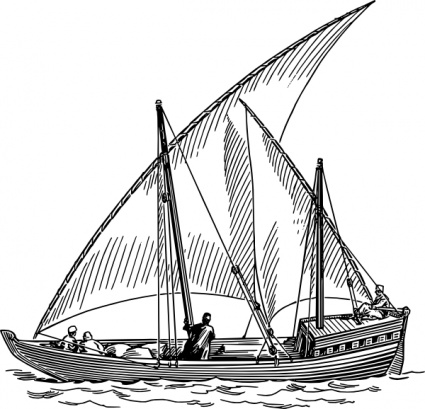 425x409 Free Download Of Boat Vector Graphics And Illustrations - Sailing Ship Line Drawing