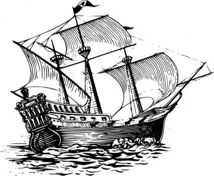 425x350 free download of sailing vector graphics and illustrations - Sailing Ship Line Drawing