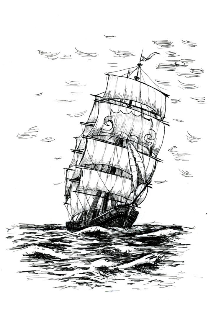 759x1052 ship lineart sail ship for free download - Sailing Ship Line Drawing