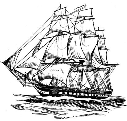 Sailing Ship Line Drawing at PaintingValley.com | Explore collection of ...