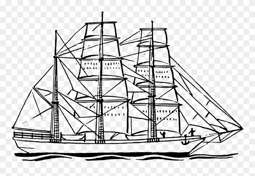 880x609 sailing ship clipart ship outline - Sailing Ship Line Drawing