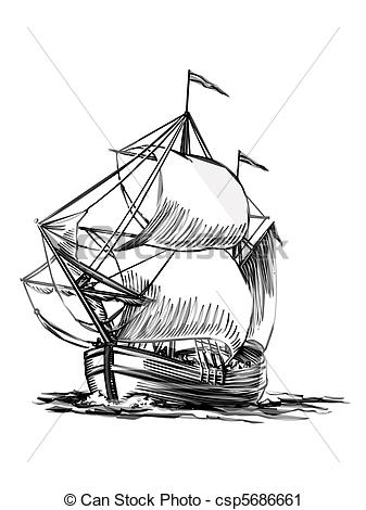 337x470 sailing boat line art ready for your design work or coloring - Sailing Ship Line Drawing