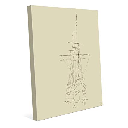 425x425 sailing ship sketch vintage style tallship nautical - Sailing Ship Line Drawing