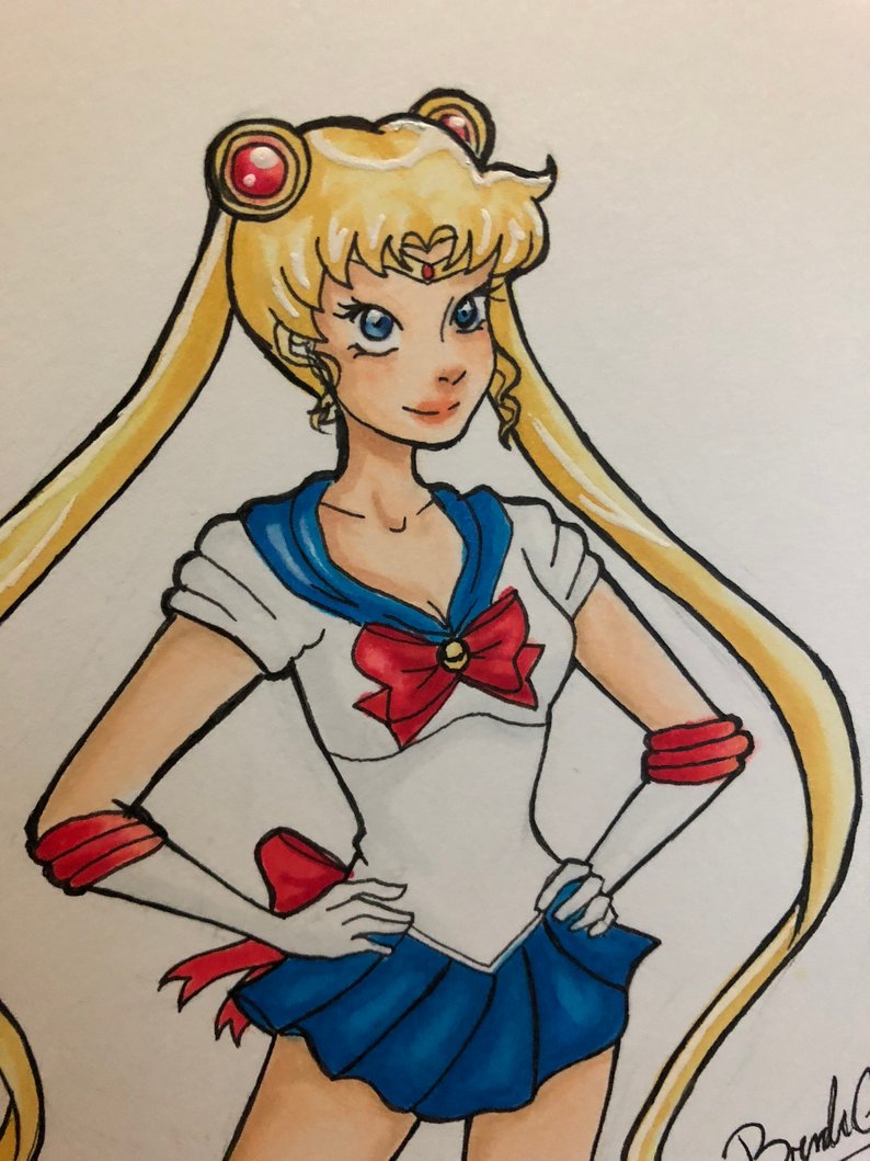 794x1059 sailor moon drawing original etsy - Sailor Drawing