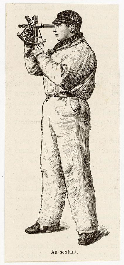 423x900 a french sailor uses a sextant drawing - Sailor Drawing