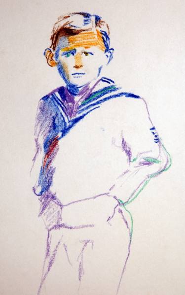 375x599 boy in sailor suit drawing - Sailor Drawing