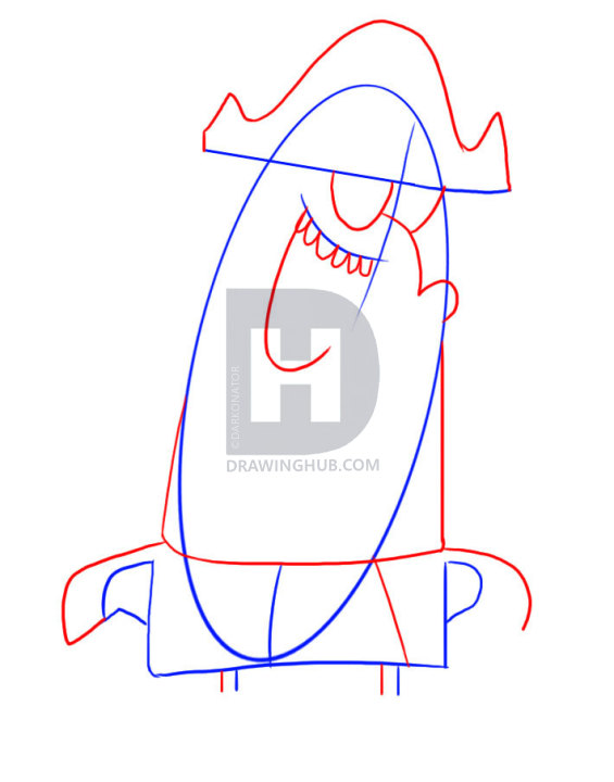 565x720 how to draw captain knuckles, step - Sailor Hat Drawing